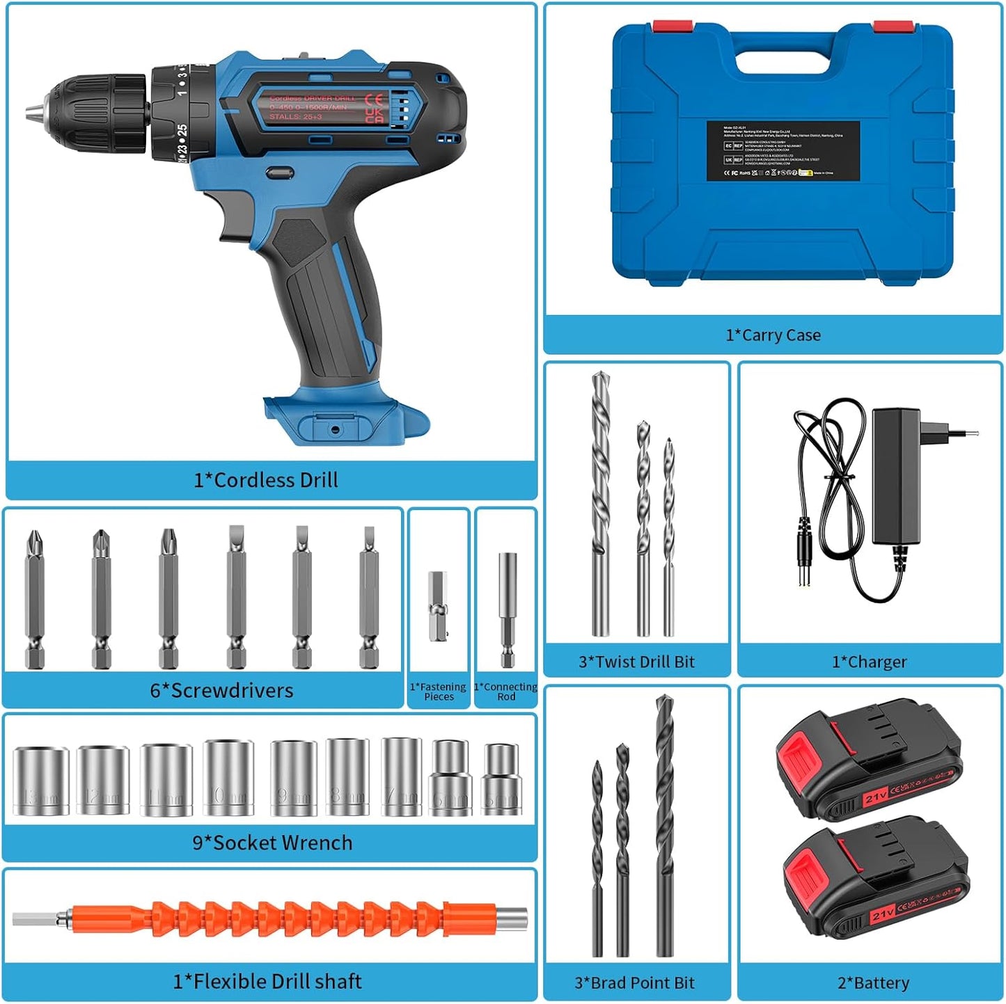 Kit Taladro Eléctrico + Nivel Láser Multifuncional